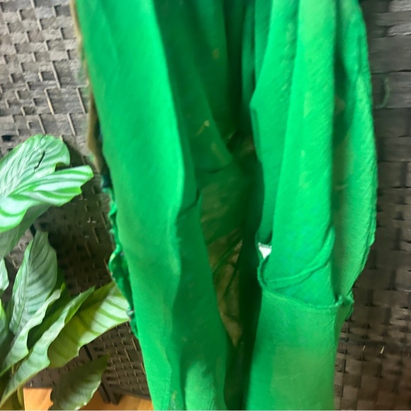 Y2K Vintage green floral maxi dress by Hugo Buscatti size 2 XS/S lined flowy - Picture 6 of 8